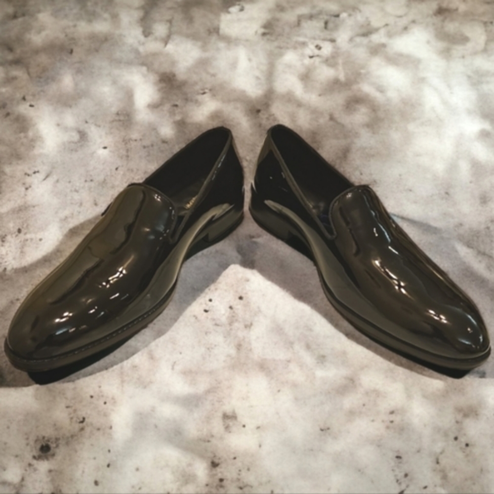 Johnston & Murphy Men's Gavney Patent Leather Slip-On Shoes Black Sz 10M NWOB